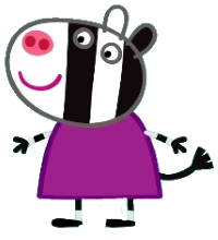 A friendly looking cartoon zebra.